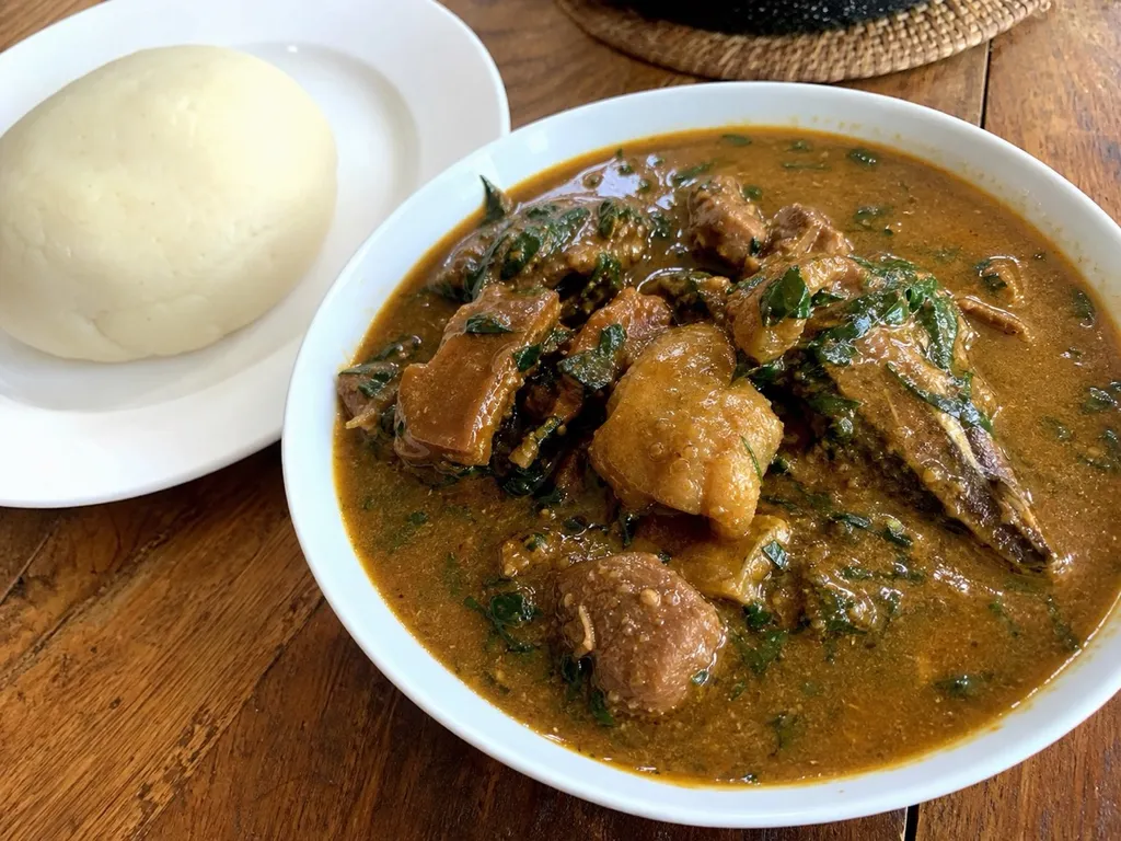 Ogbono Soup — plated and served