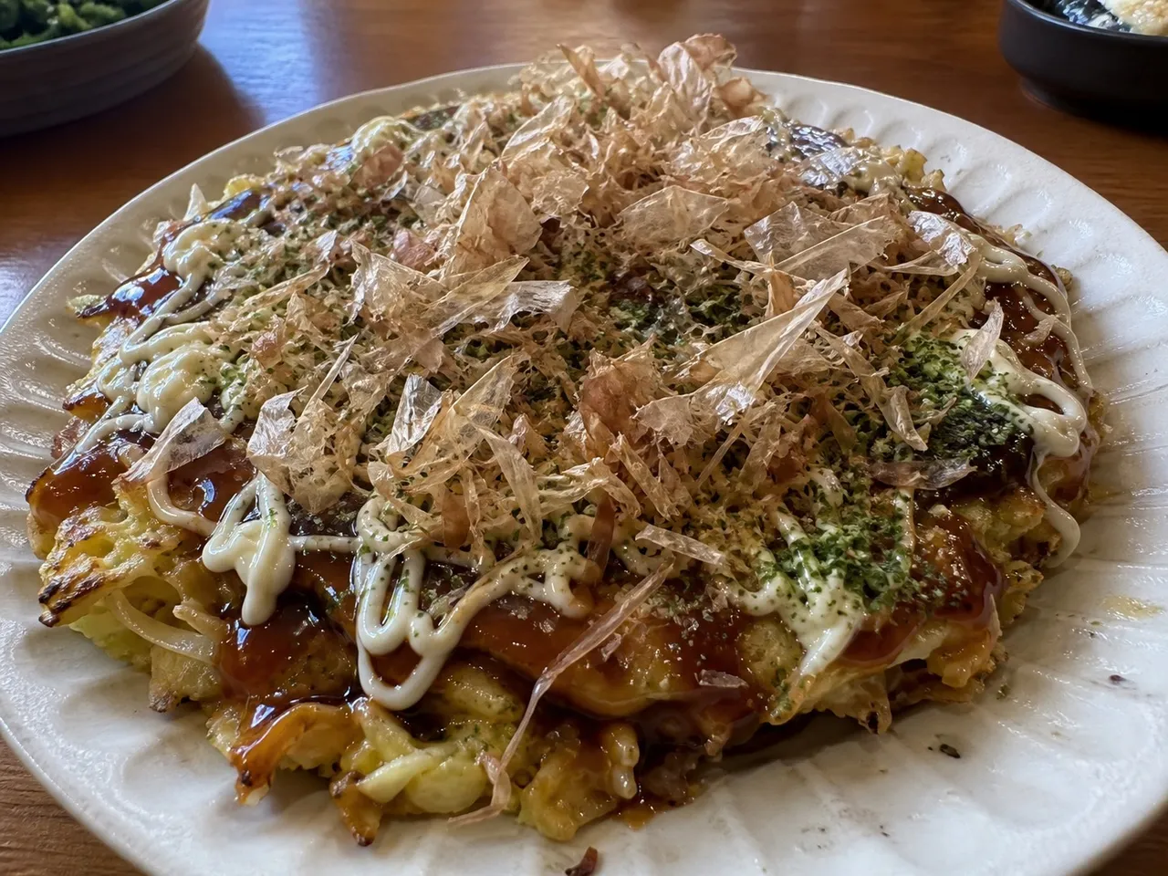 Okonomiyaki (Osaka Style) — served