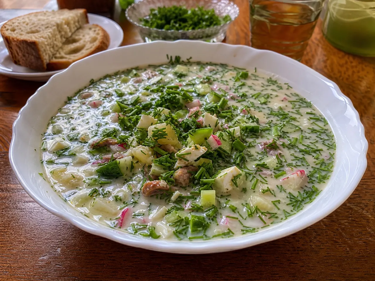 Okroshka — served