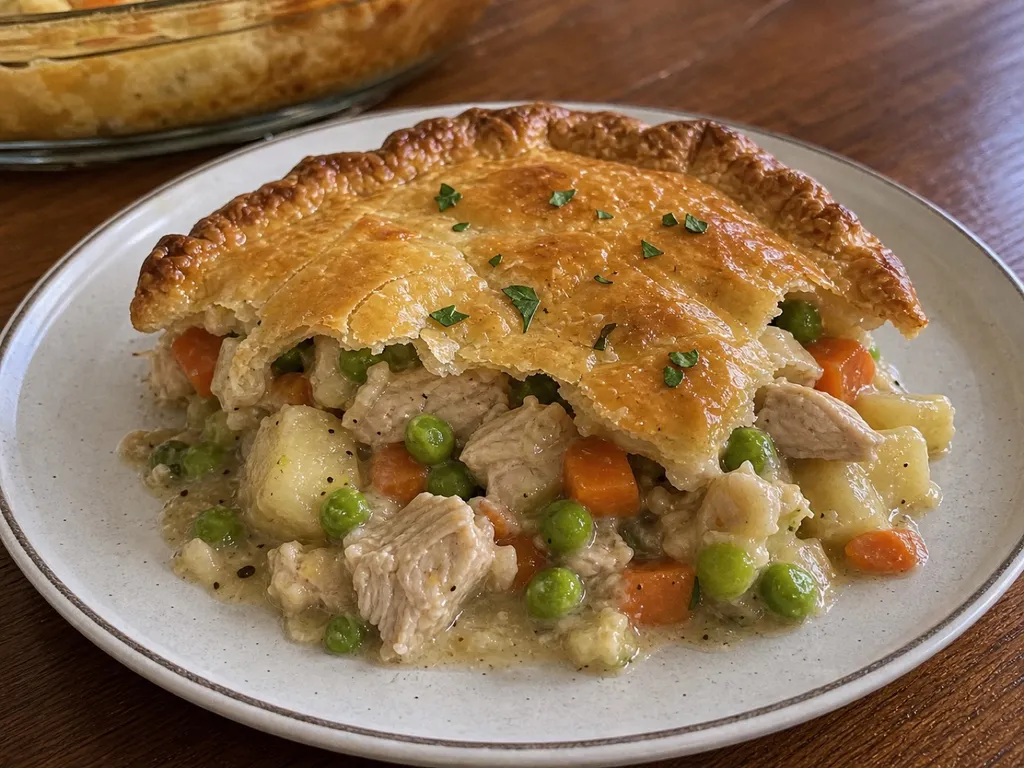 Old-Fashioned Chicken Pot Pie — plated and served