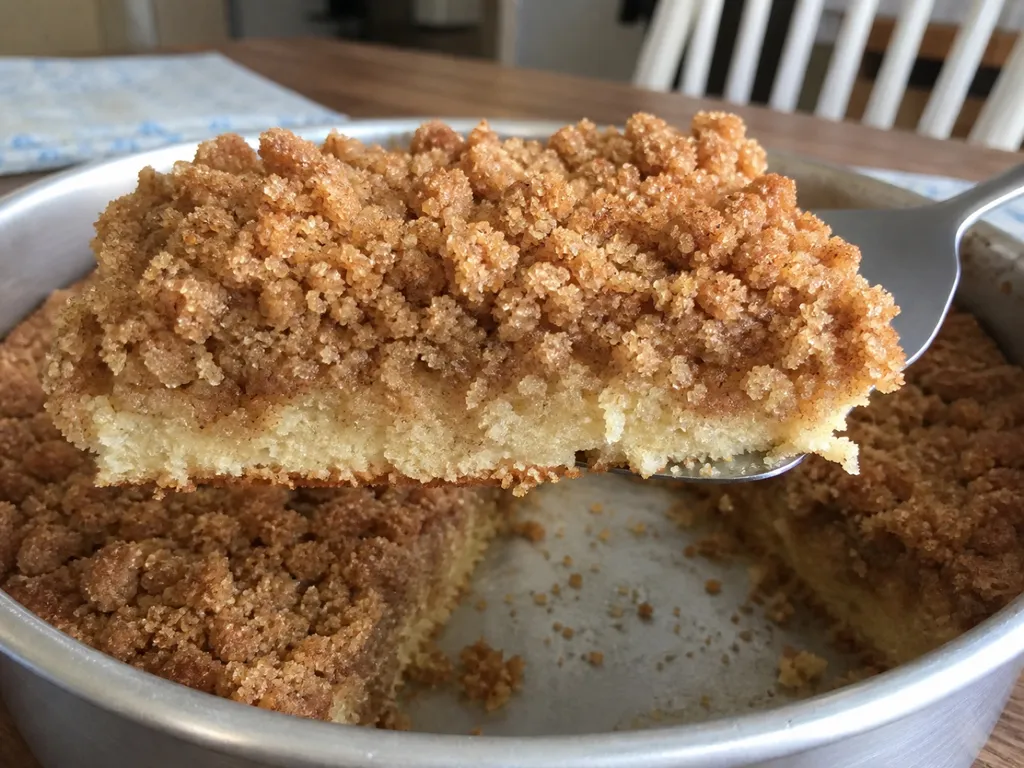 Old Fashioned Crumb Cake — plated and served