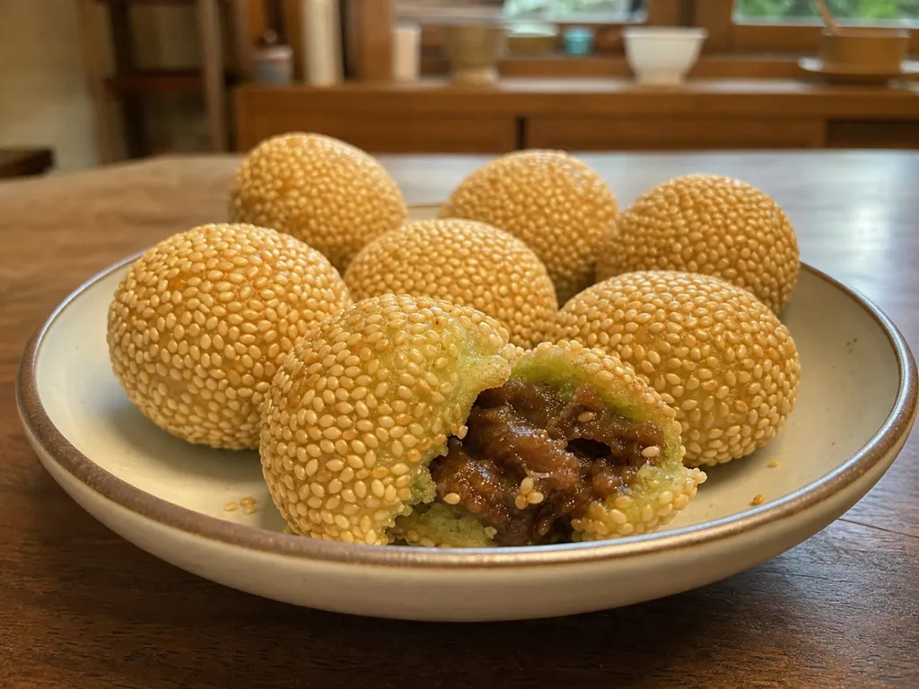 Onde-Onde — plated and served