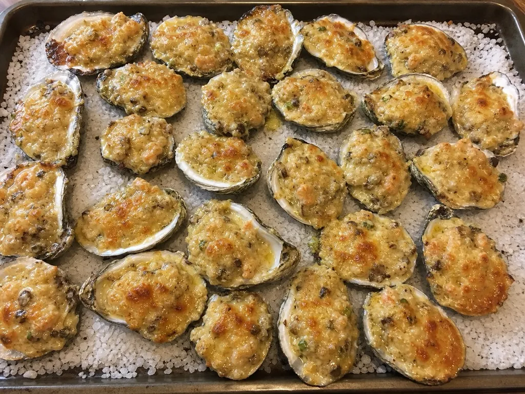 Oysters Bienville — plated and served