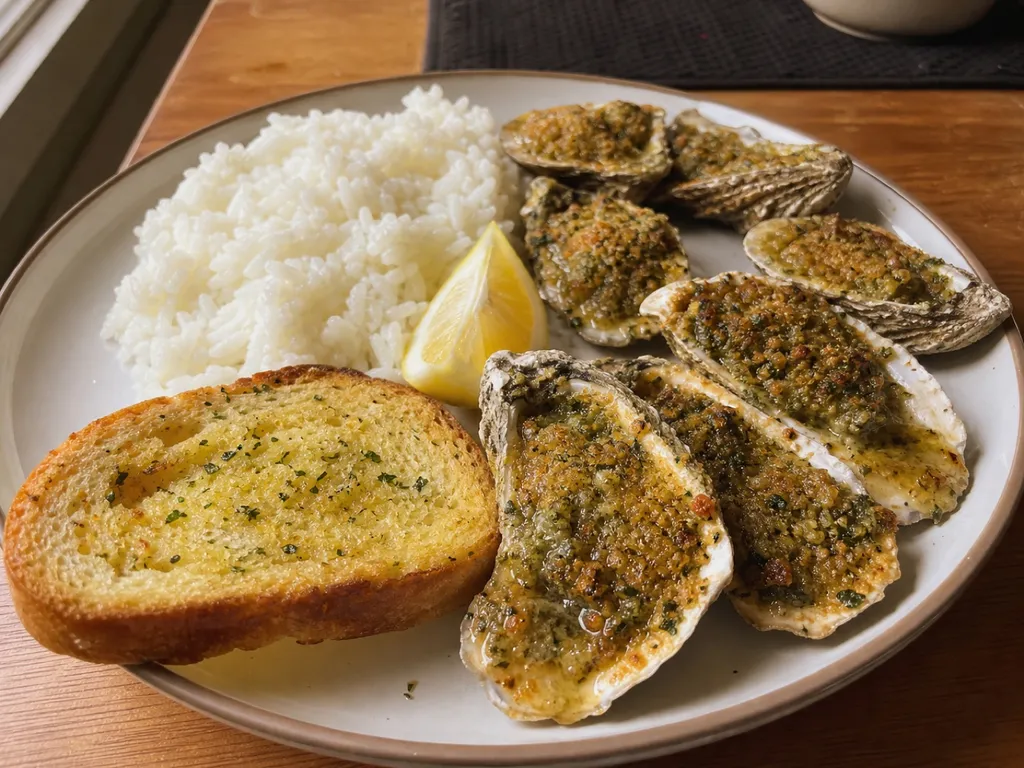 Oysters Rockefeller — plated and served
