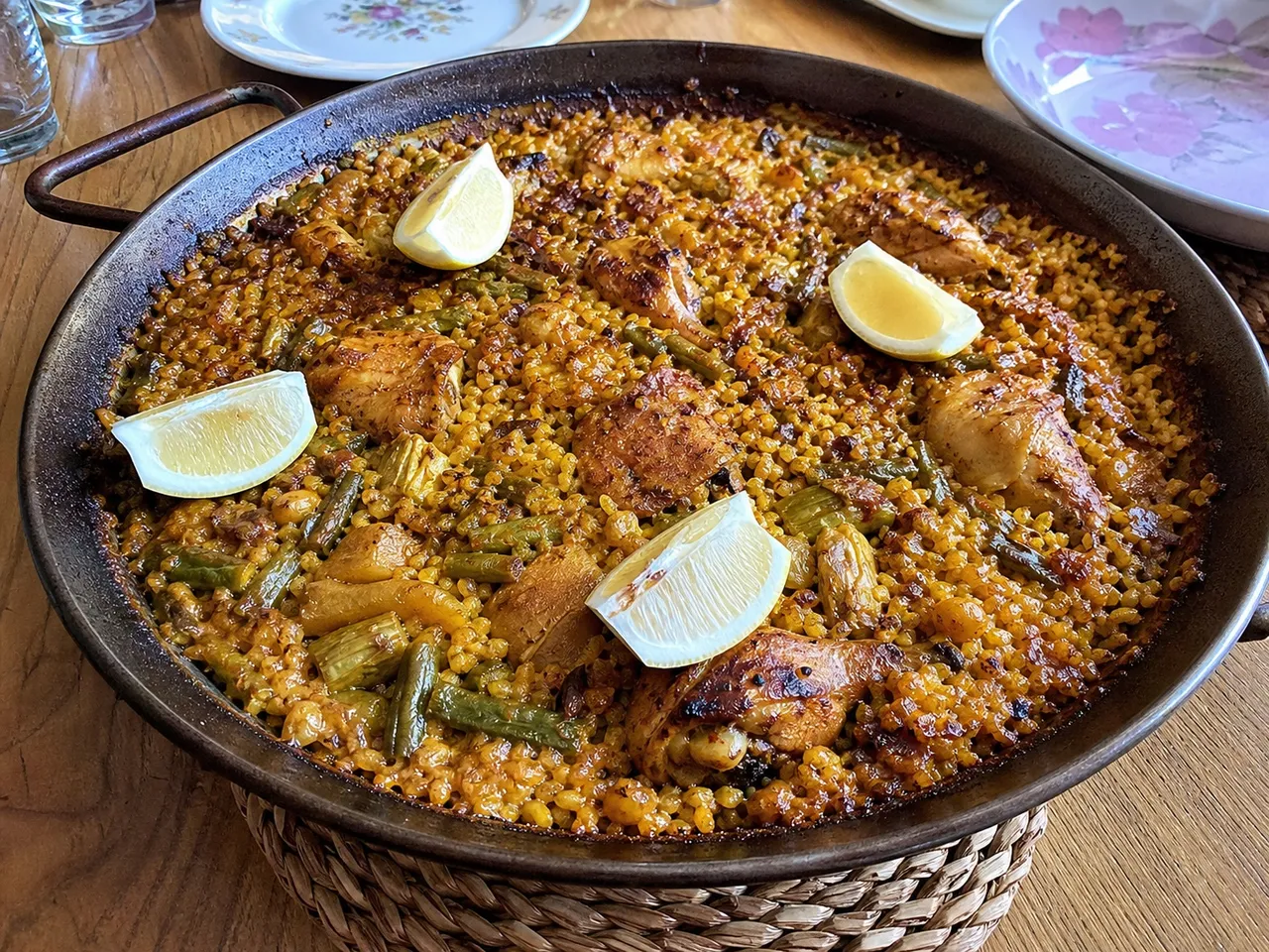 Paella Valenciana — served