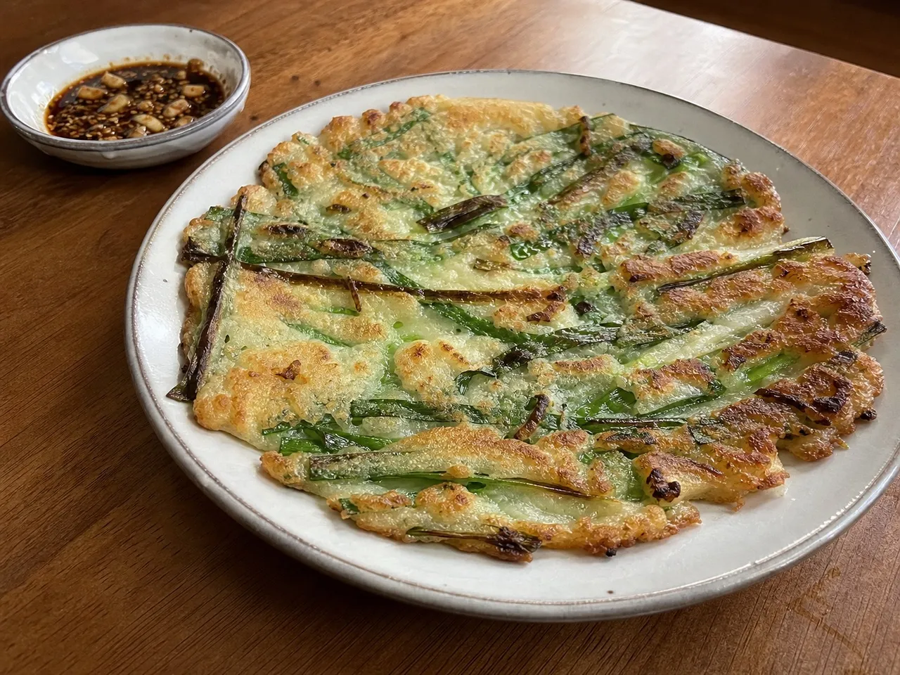 Pajeon (Scallion Pancake) — served