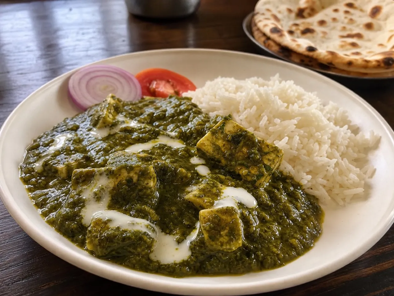 Palak Paneer — served