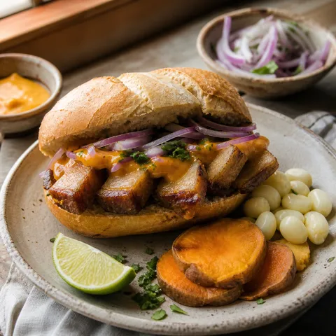 Pan con Chicharrón (Peruvian Fried Pork Sandwich) — Peruvian recipe