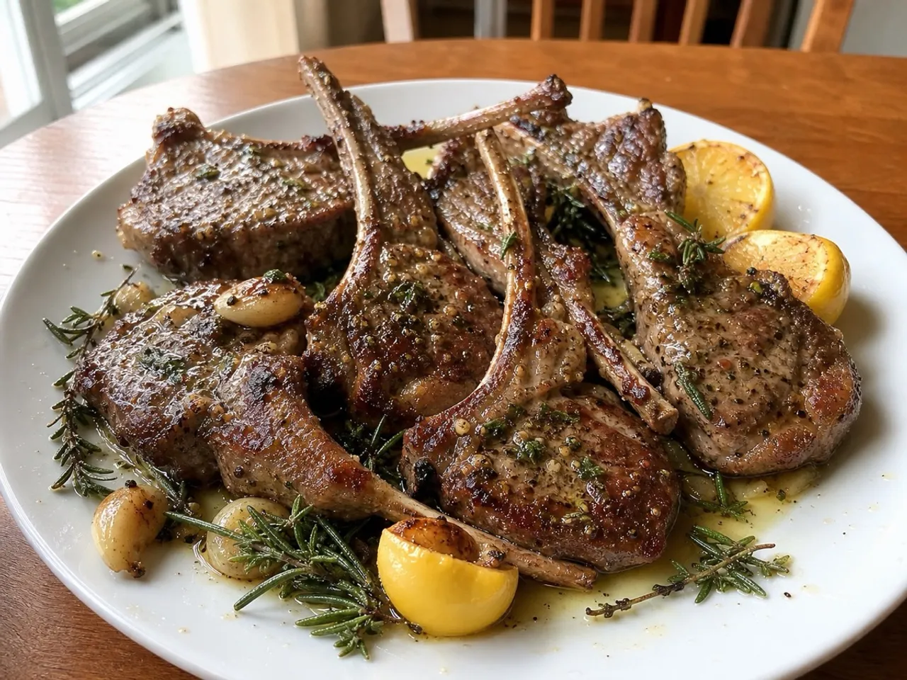 Pan-Seared Lamb Chops — served