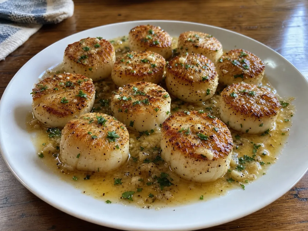 Pan-Seared Scallops with Lemon Butter — served