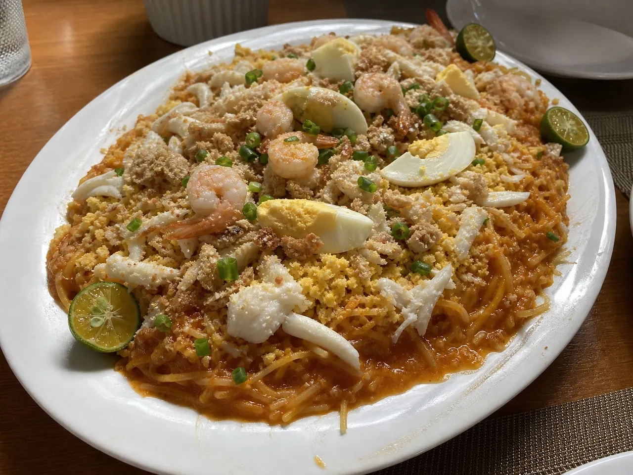 Pancit Malabon — served