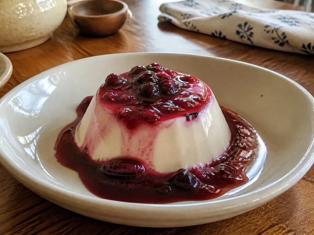 Panna Cotta — plated and served