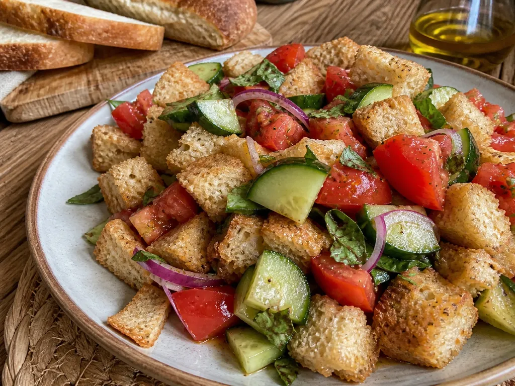 Panzanella — plated and served