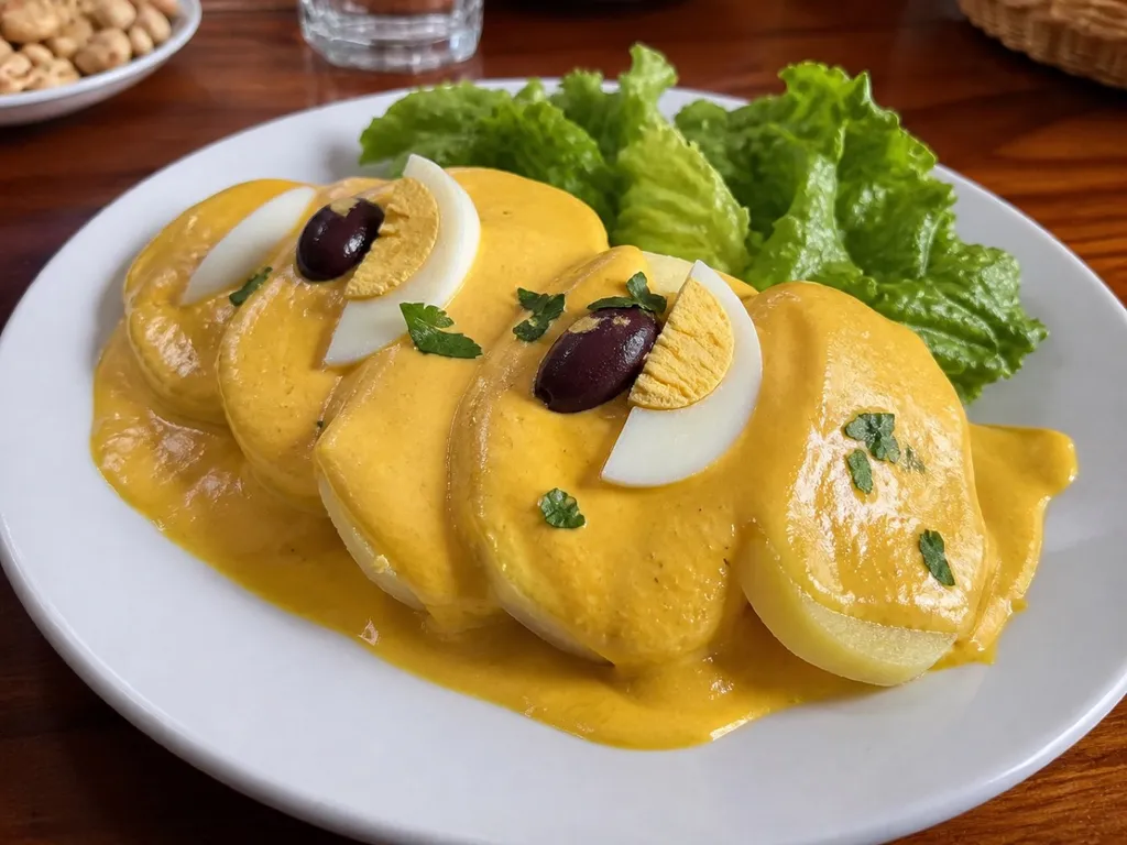 Papa a la Huancaina — plated and served