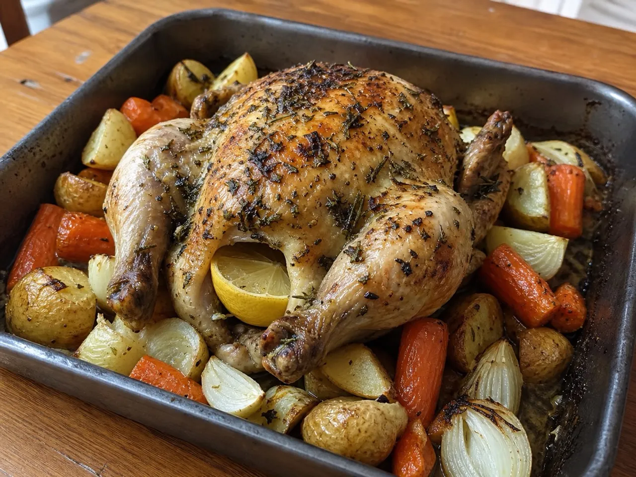 Passover Roasted Chicken — served