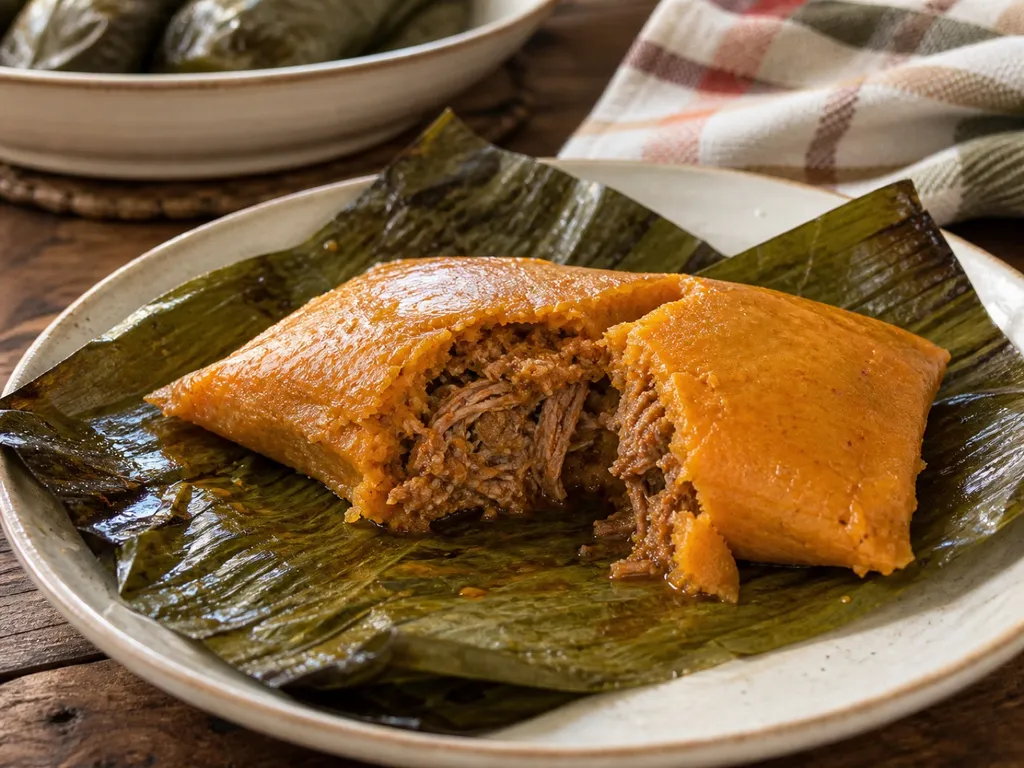 Pasteles — plated and served