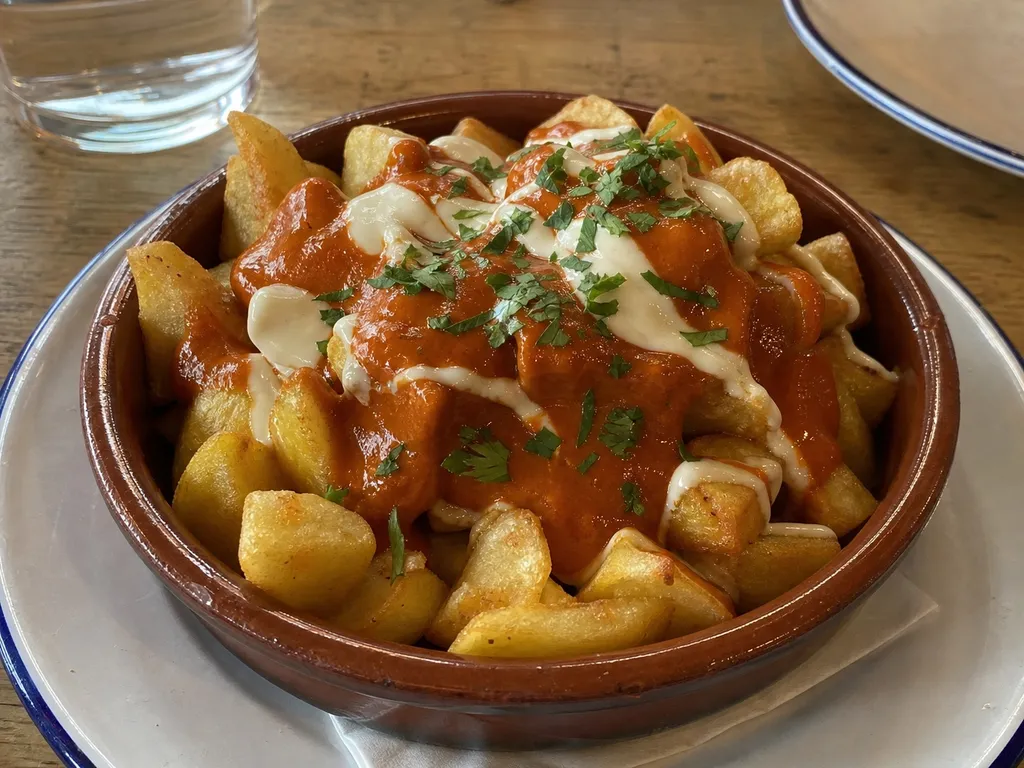 Patatas Bravas — plated and served