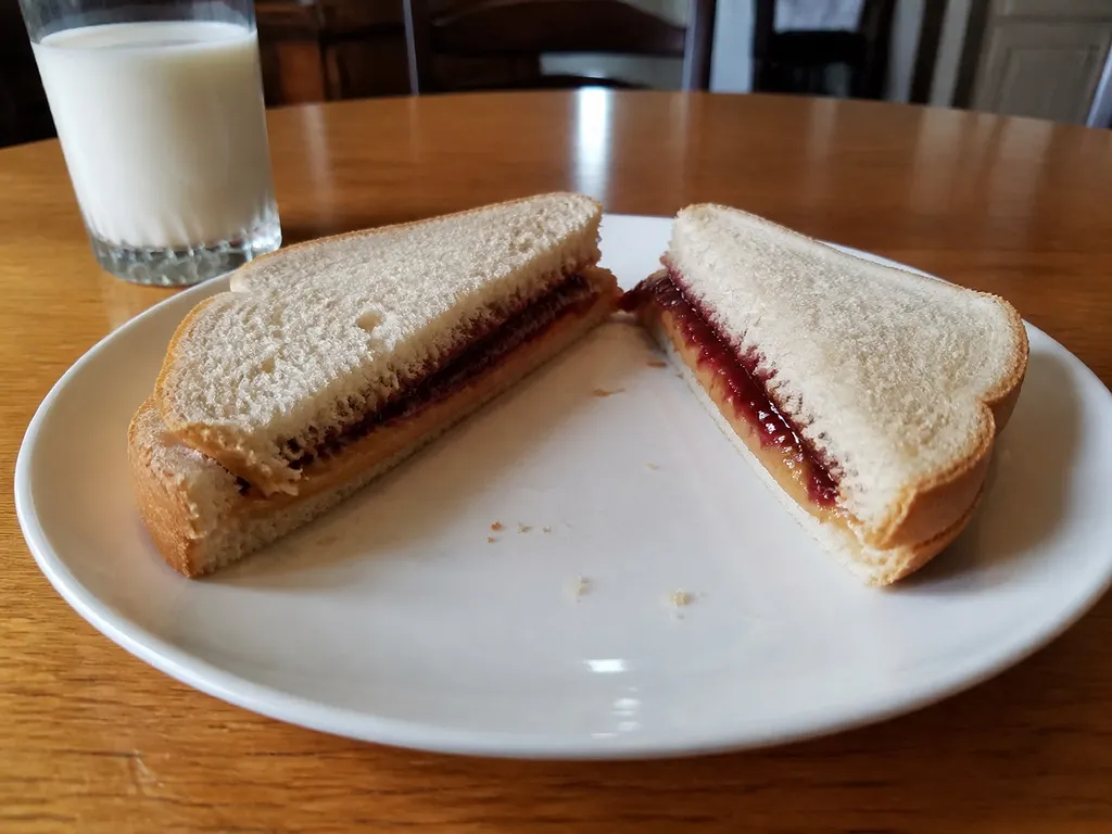 PB&J Sandwich — plated and served