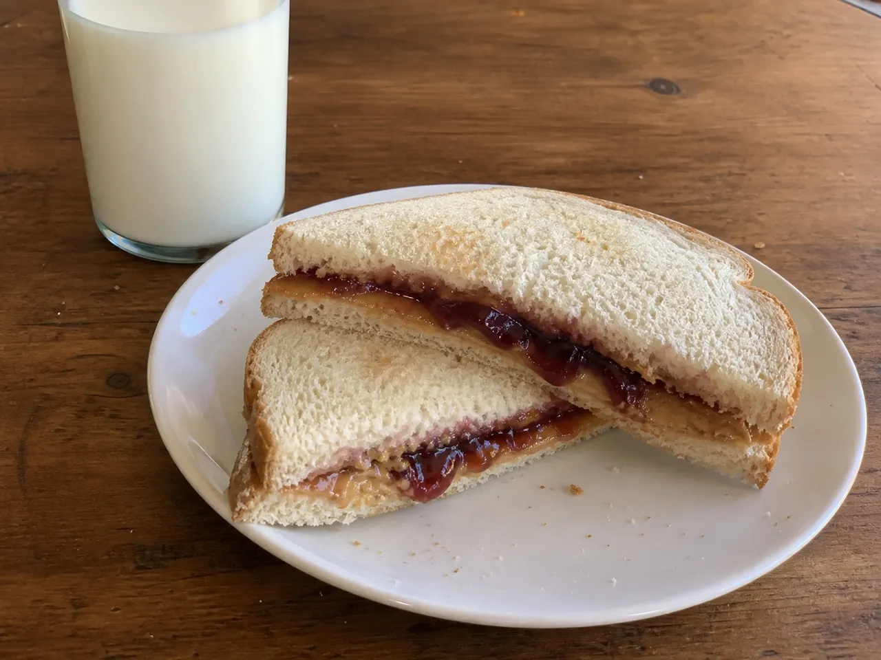 Peanut Butter and Jelly Sandwich — served