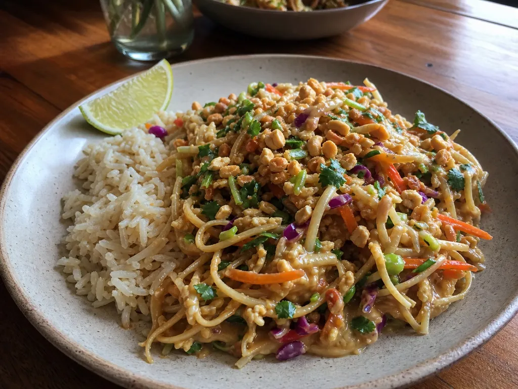 Peanut Noodle Salad — plated and served