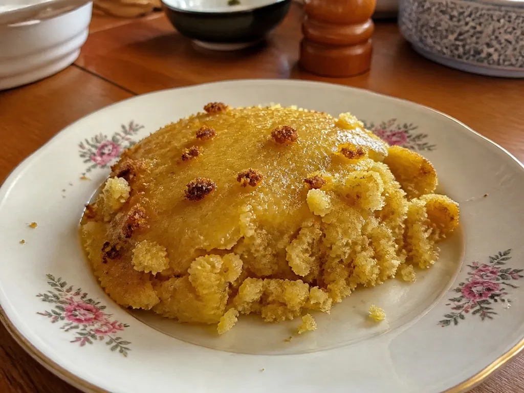 Pease Pudding — plated and served