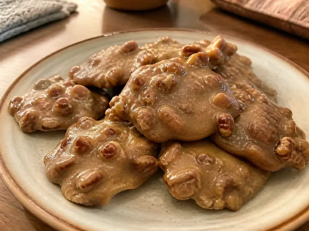 Pecan Pralines — plated and served