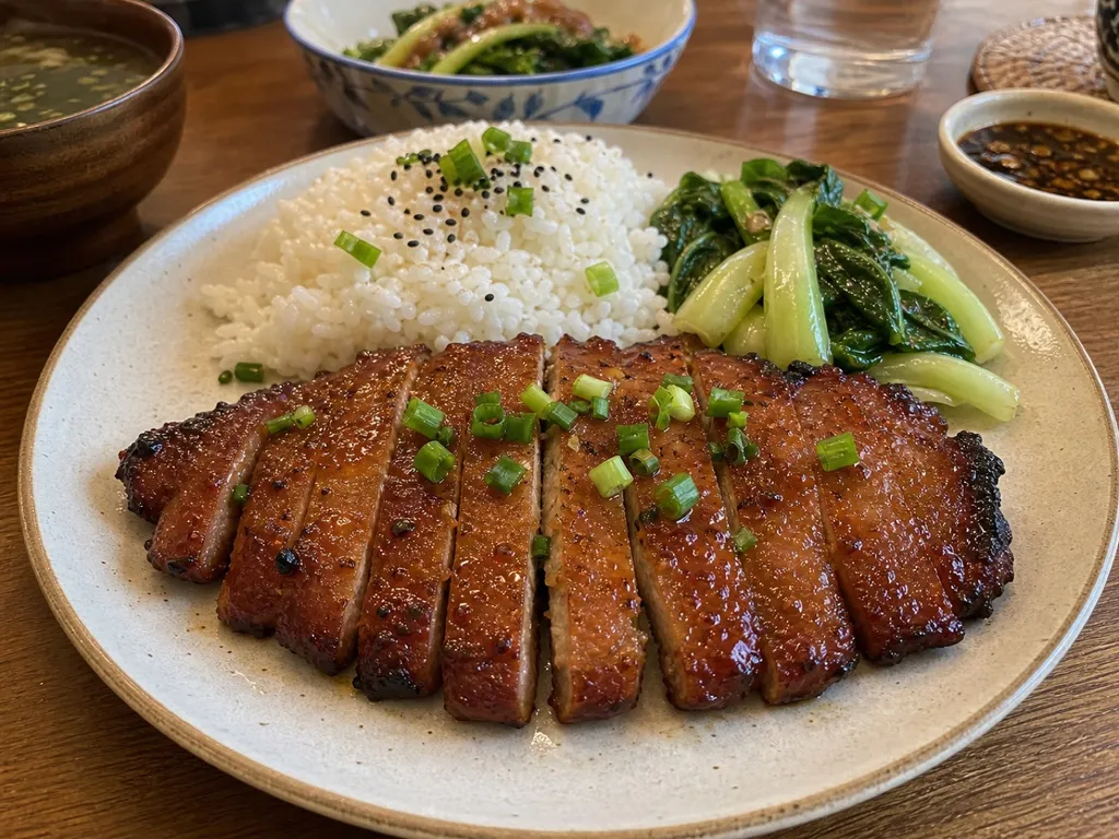 Peking Pork Chops — plated and served