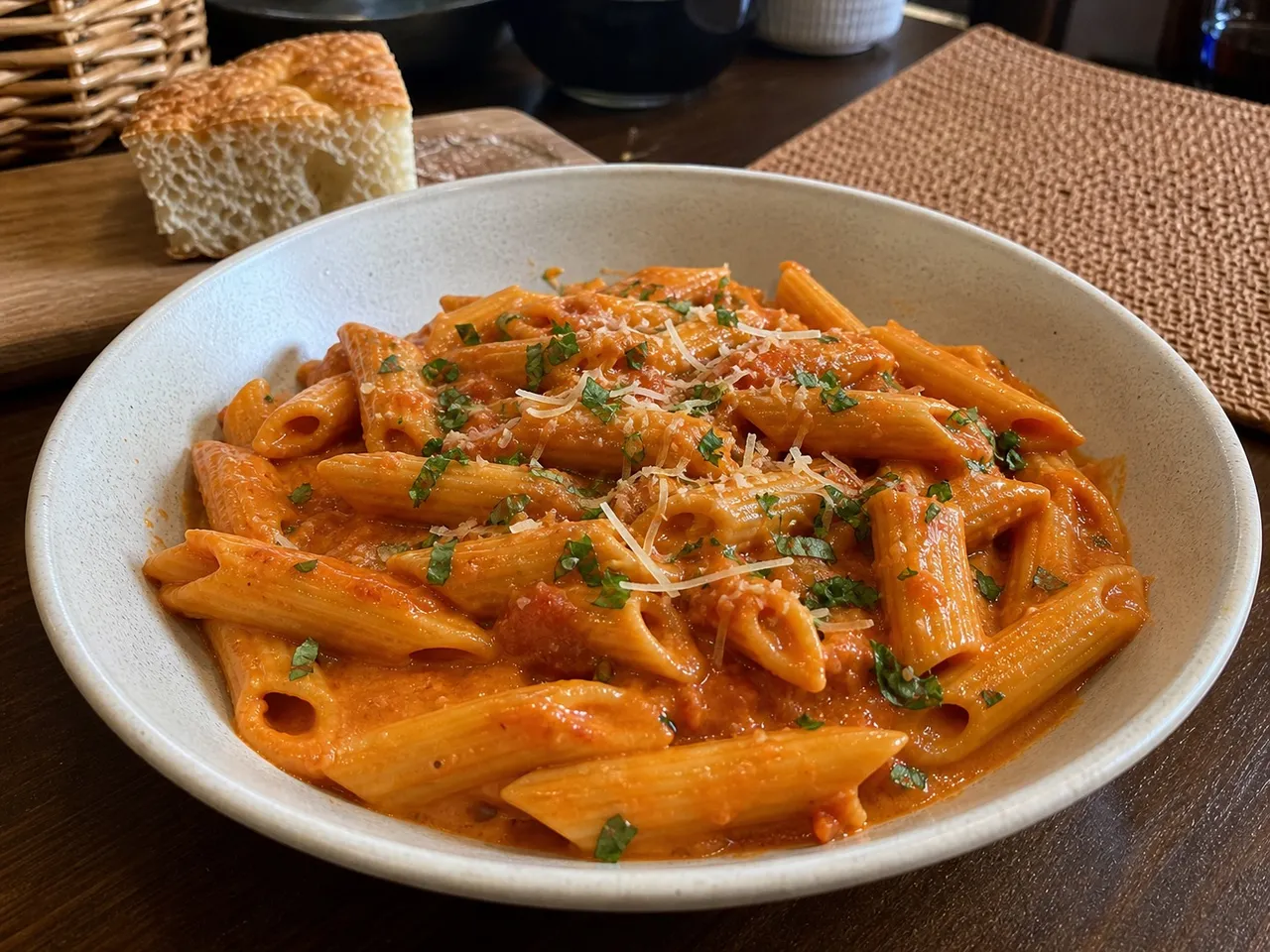 Penne alla Vodka — served