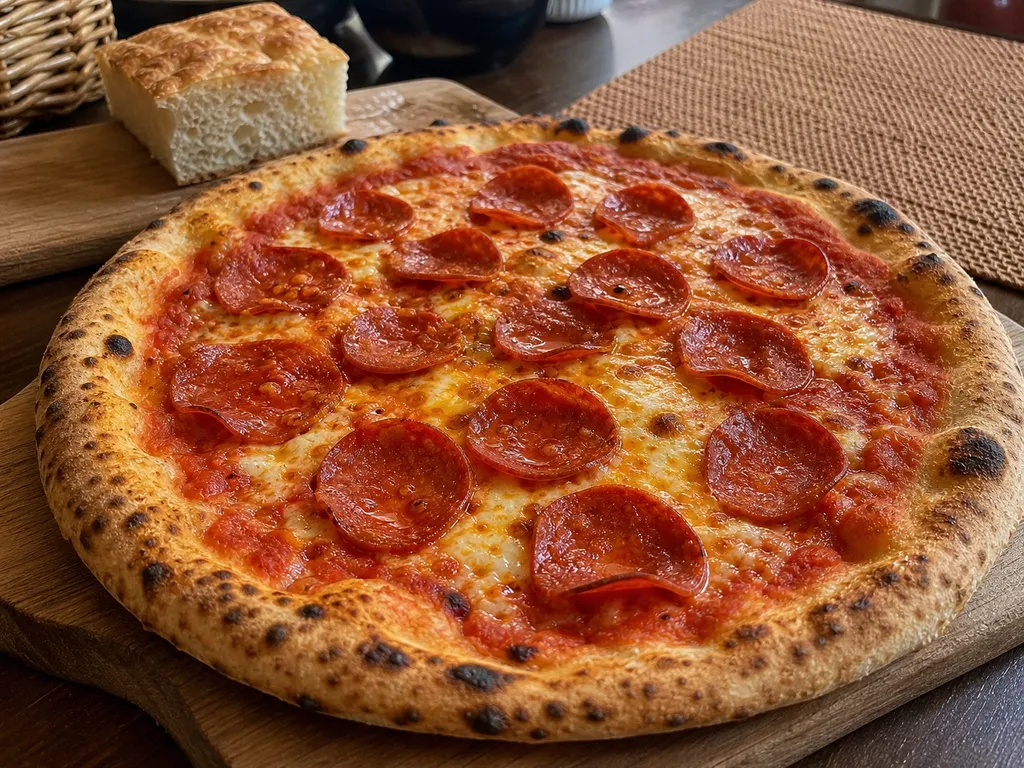 Pepperoni Pizza (Pizza alla Diavola) — plated and served