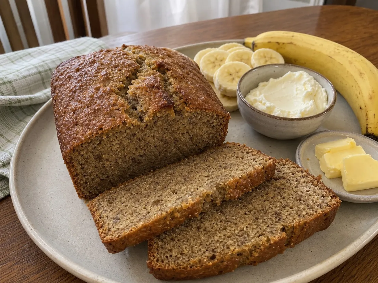 Perfectly Spiced Banana Bread — served