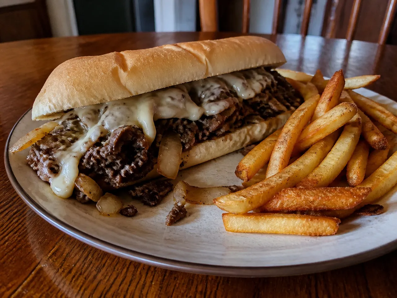 Philly Cheesesteak — served