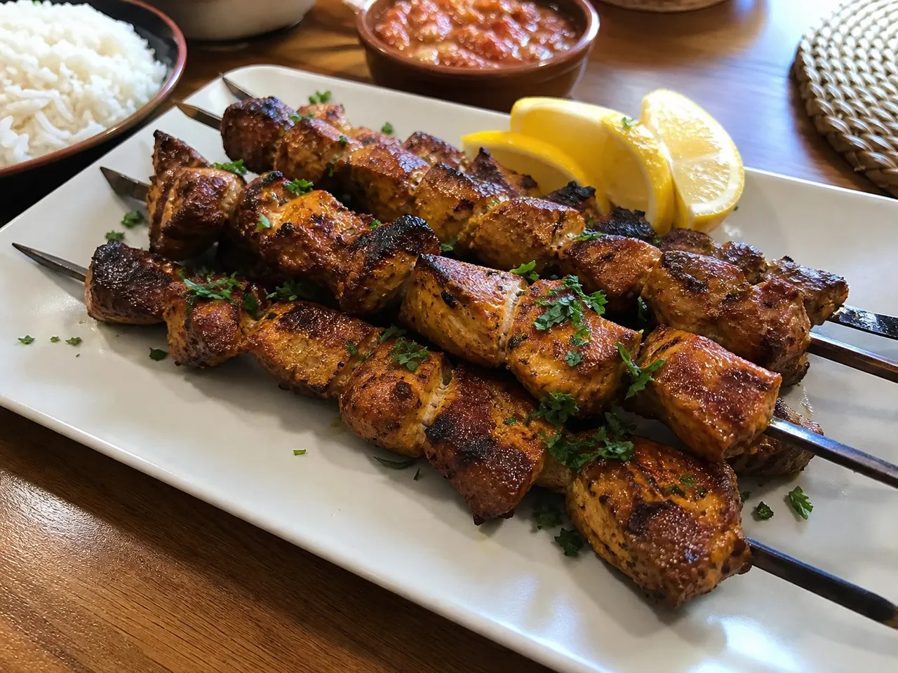 Pinchos Morunos — served