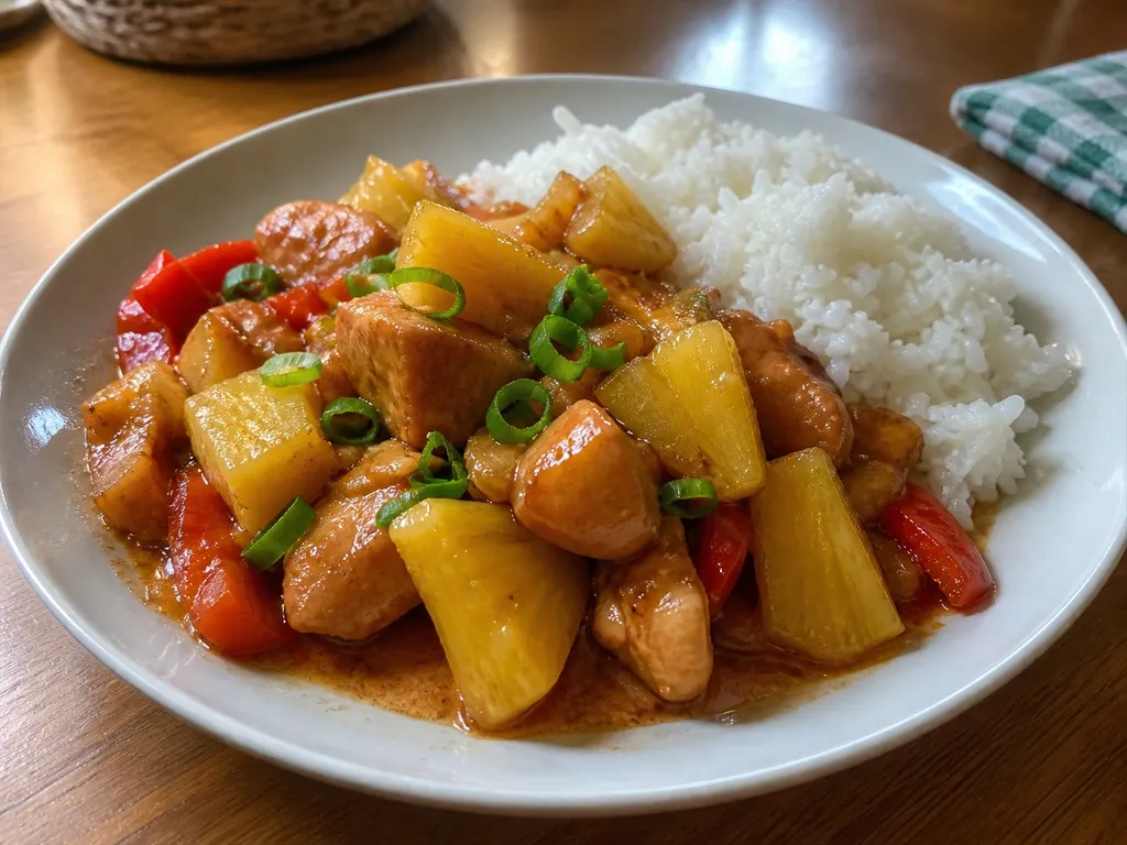 Pineapple Chicken — plated and served