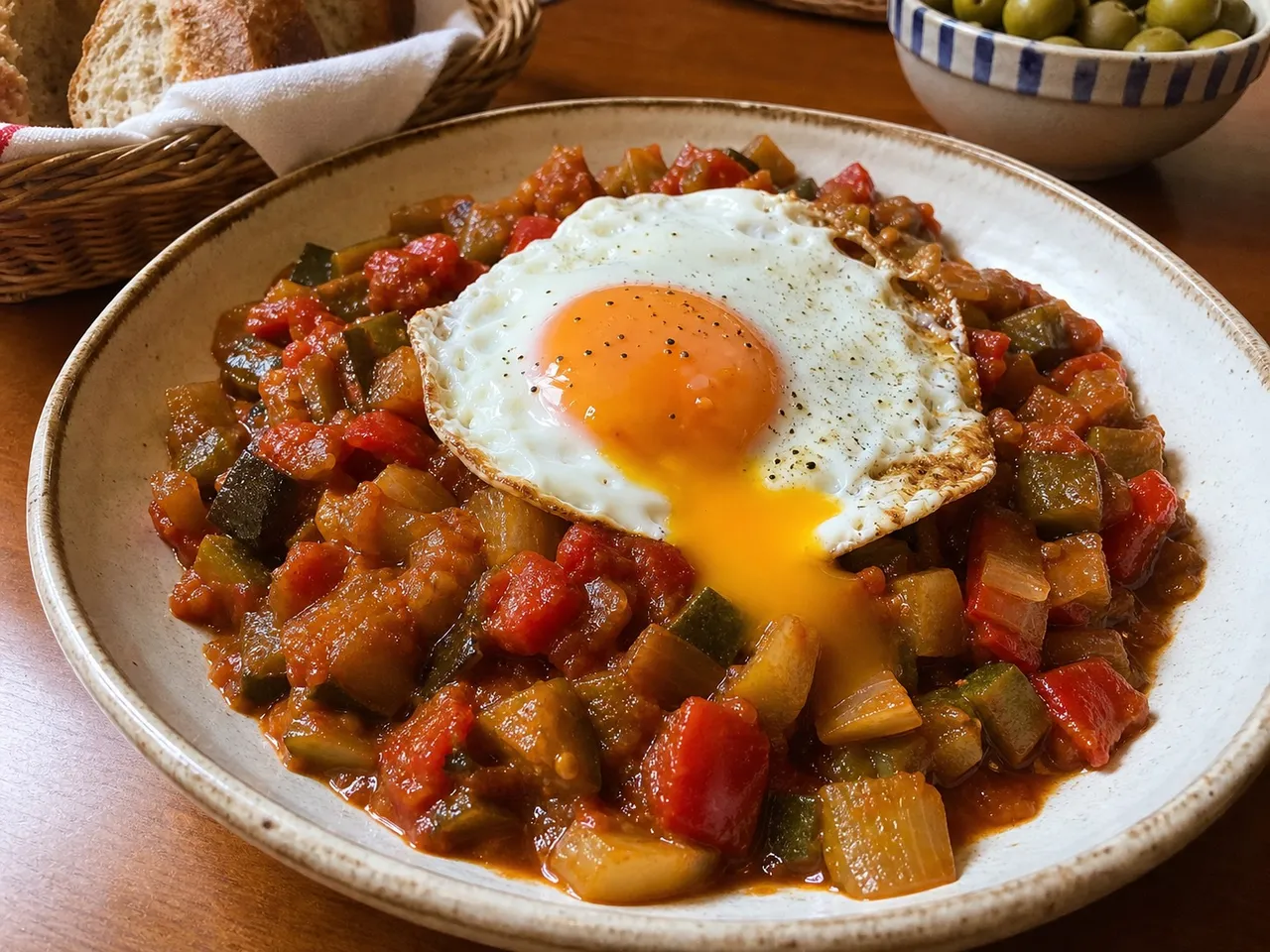 Pisto Manchego — served