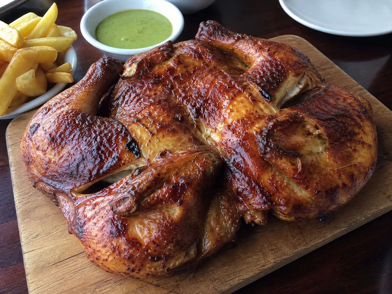 Pollo a la Brasa (Peruvian Rotisserie Chicken) — served