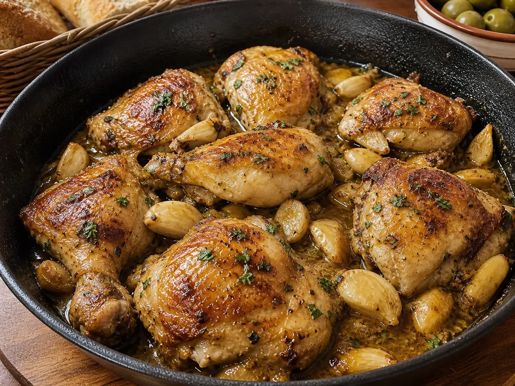 Pollo al Ajillo — plated and served