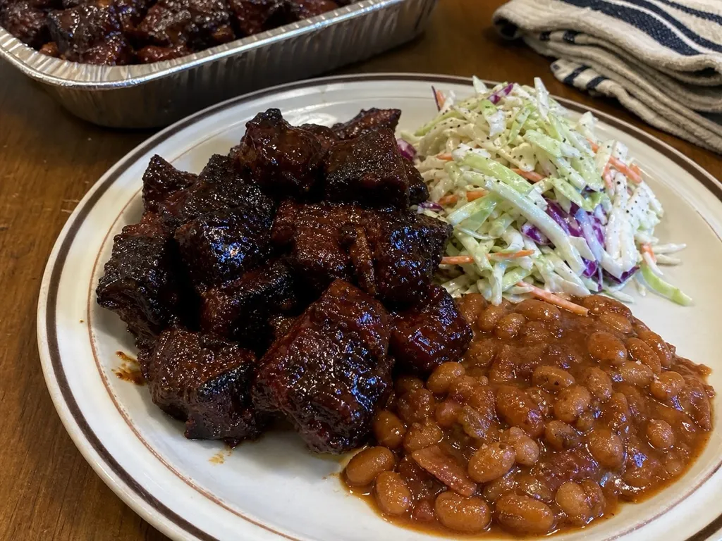 Poor Man's Burnt Ends — plated and served