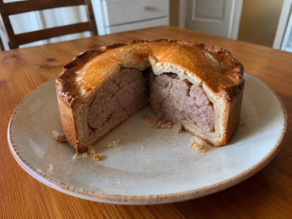 Pork Pie — plated and served