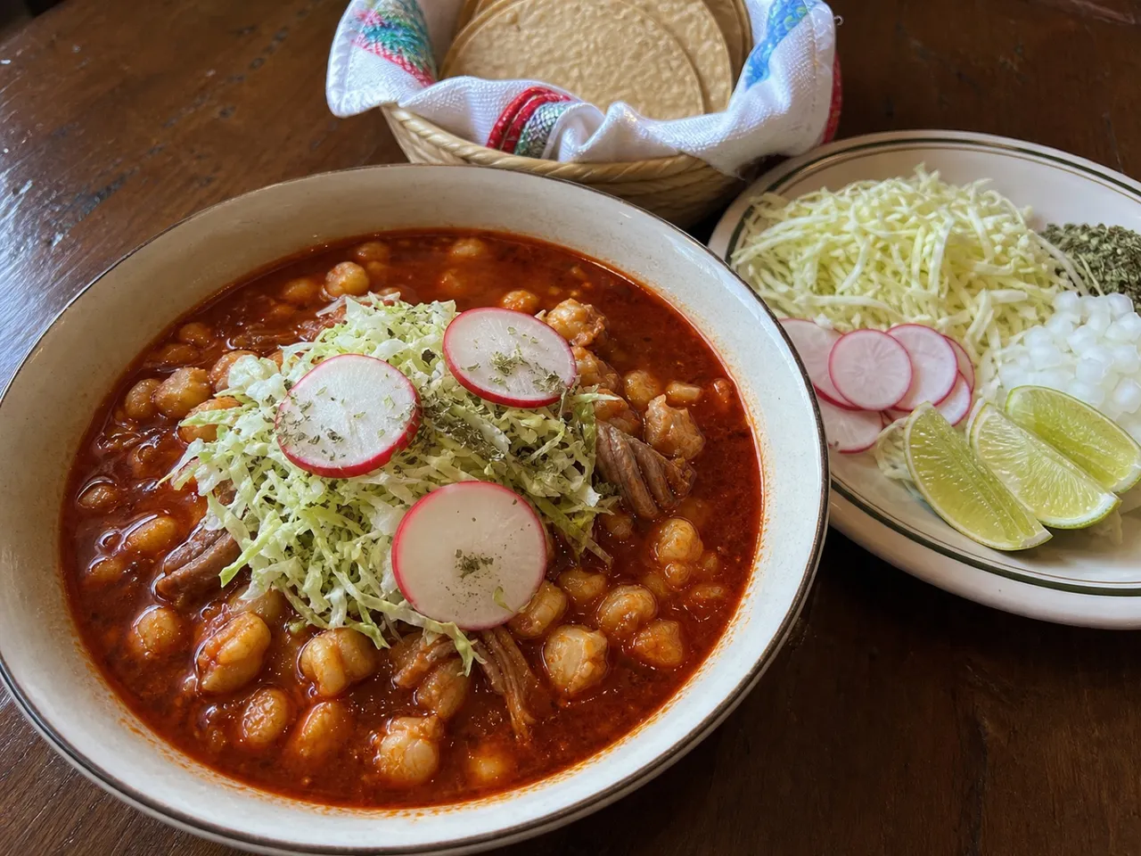 Pozole Rojo — served