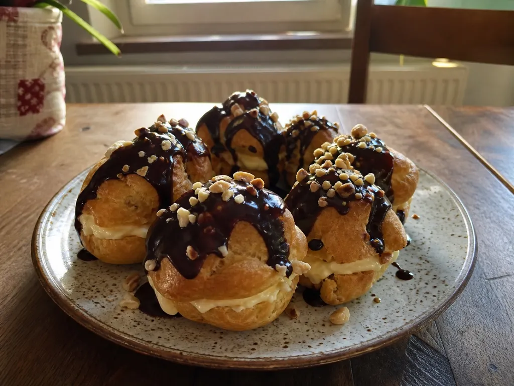Profiteroles — plated and served