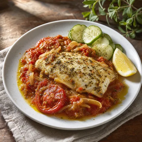 Psari Plaki (Baked Fish with Tomatoes and Vegetables) — Greek recipe
