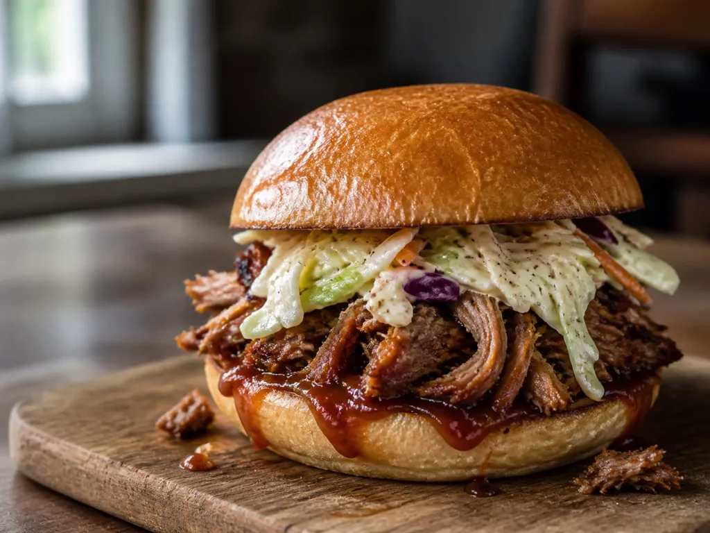 Pulled Pork Sandwich — plated and served