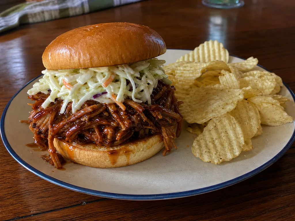 Pulled Pork Sandwich — plated and served