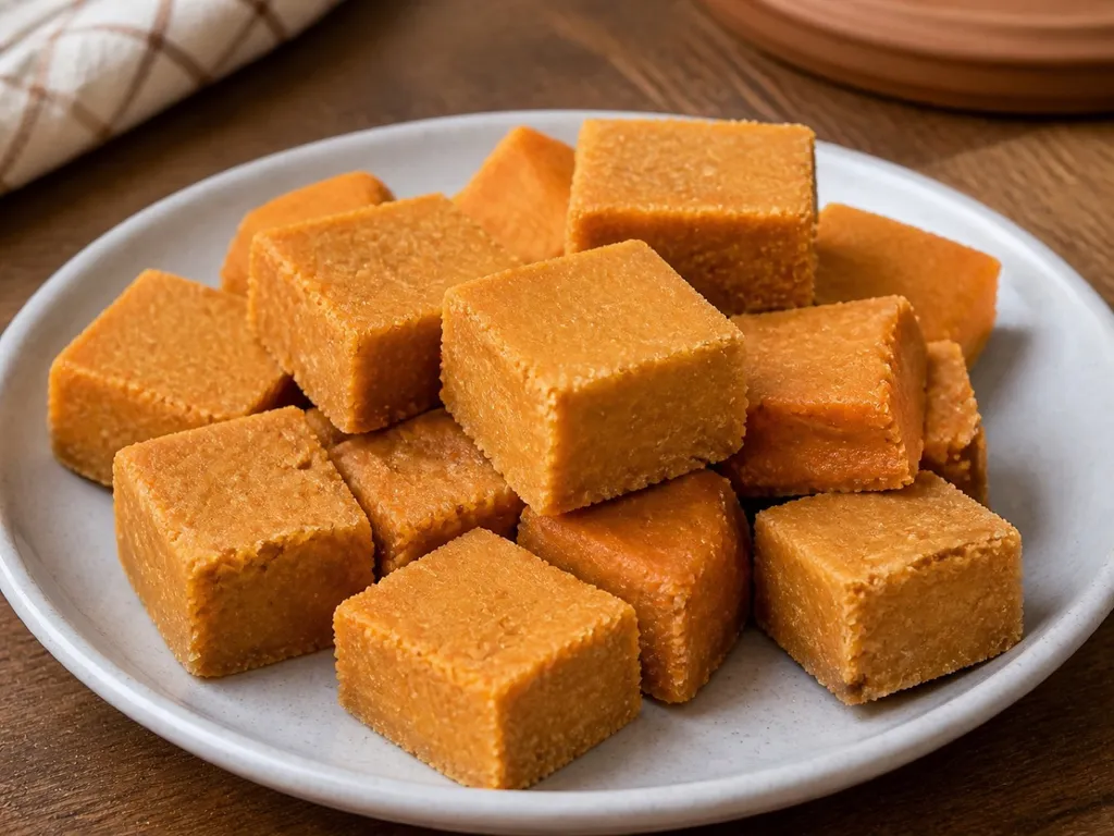 Pumpkin Fudge — plated and served