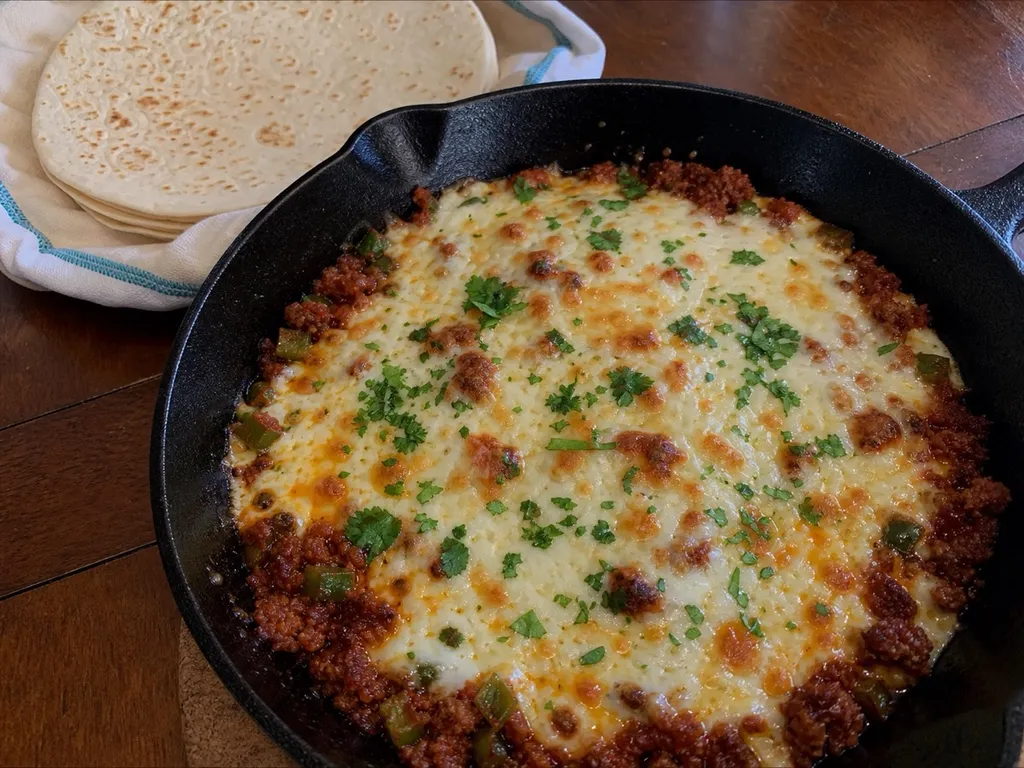 Queso Flameado — plated and served