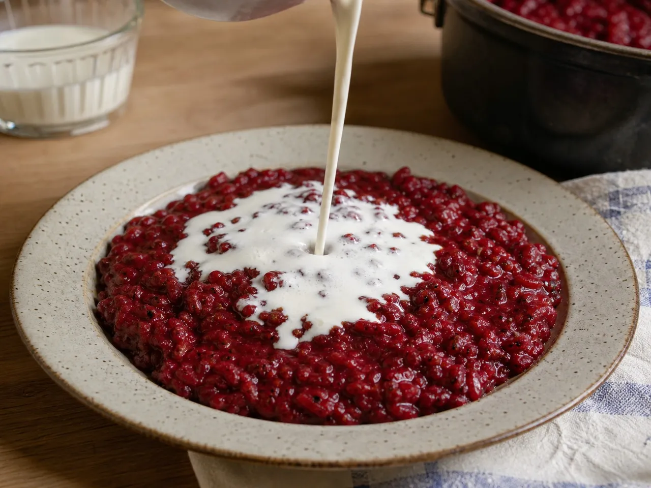 Rødgrød med fløde — served
