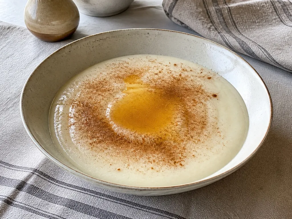 Rømmegrøt — plated and served