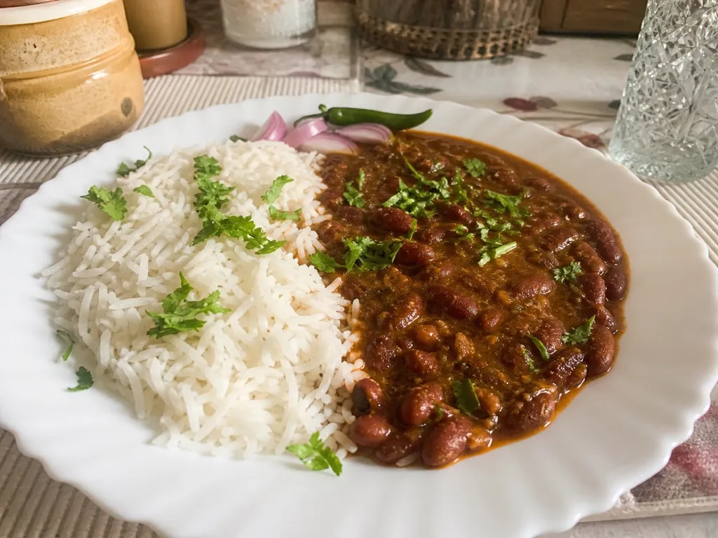 Rajma Chawal — plated and served