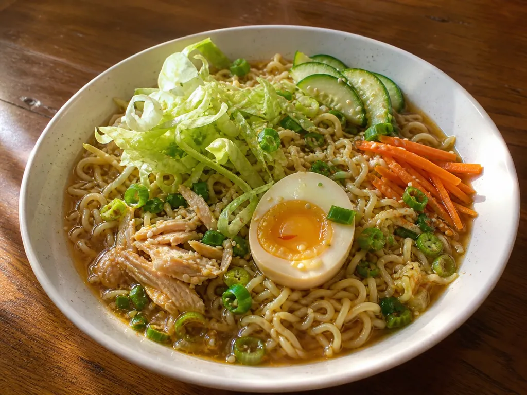 Ramen Salad — plated and served