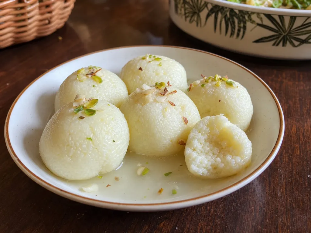 Rasgulla — plated and served